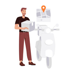 A flat character illustration of scooter delivery 

