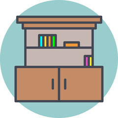 Cupboard with Shelves Vector Icon