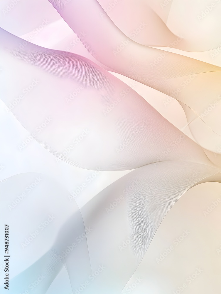 Poster minimalist abstract geometric patterns in pastel gradient tones on isolated white background
