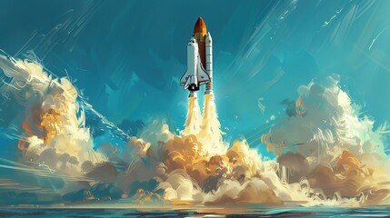 Fototapeta premium space shuttle launching