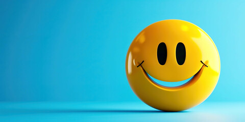 Fototapeta premium Smiling emoji on a bright background