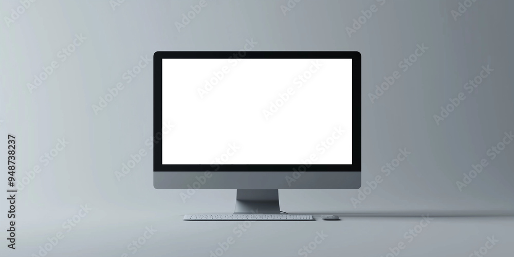 Poster realistic mockup computer. screen monitor with transparent screen