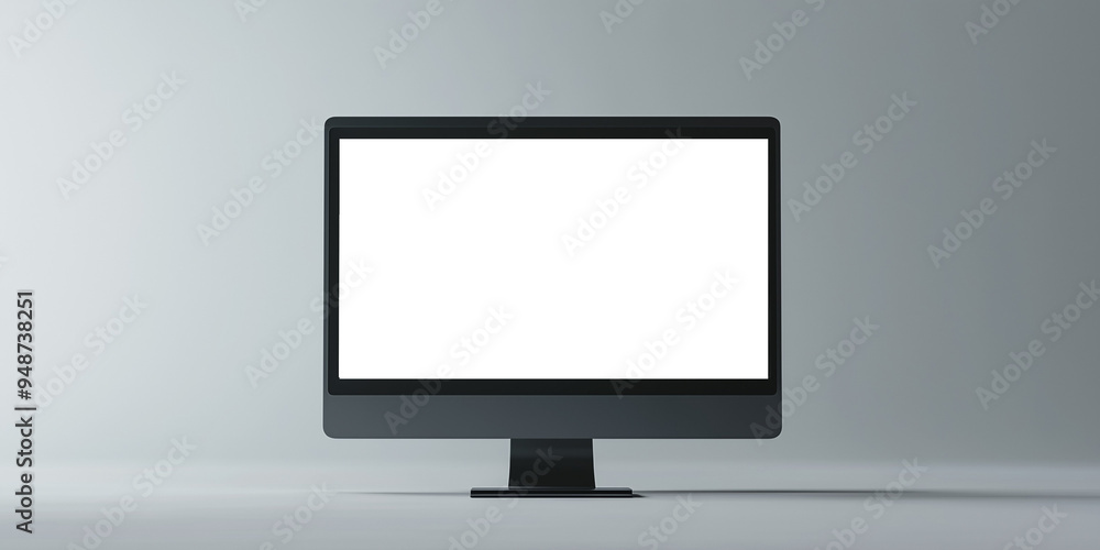 Poster realistic mockup computer. screen monitor with transparent screen
