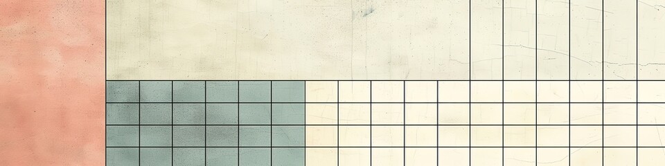 Minimalist Bauhaus design with grid layout and pastel color bloc