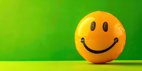 Fototapeta premium Smiling emoji on a bright background