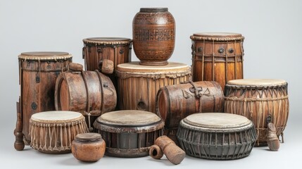 Fototapeta premium Assortment of ethnic drums. Perfect for projects related to music, culture, or history.
