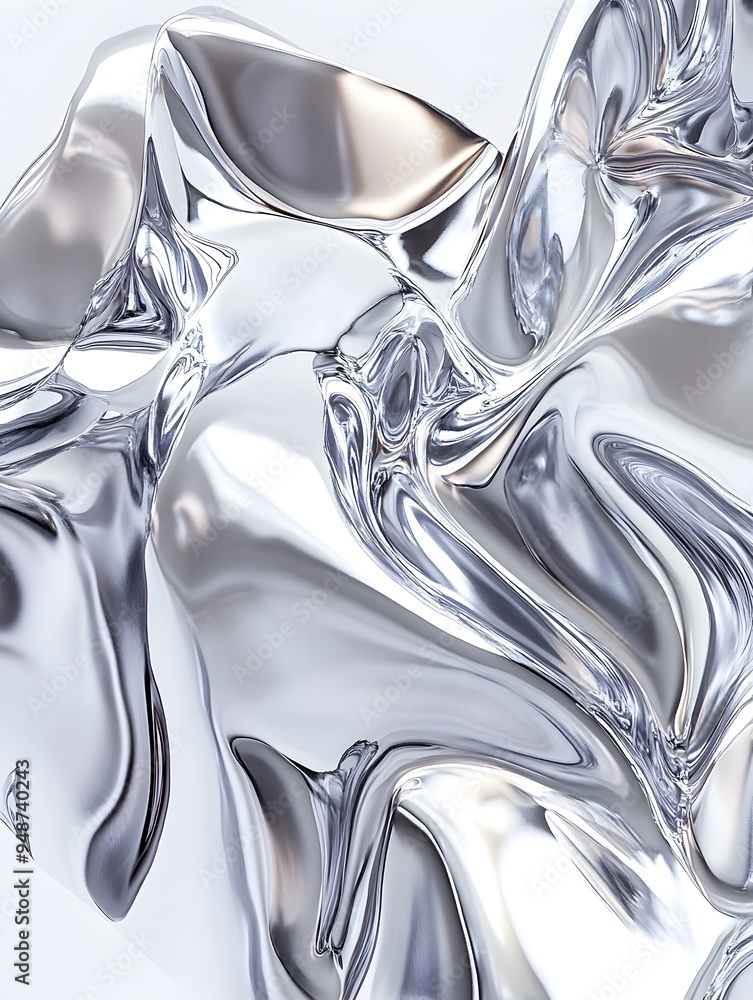 Poster striking metallic sculptural abstractions with bold angular compositions and interplay of light and 