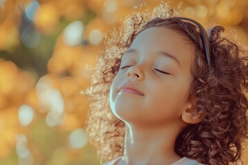 Fototapeta premium Joyful Child Embracing Nature in Autumn Bliss