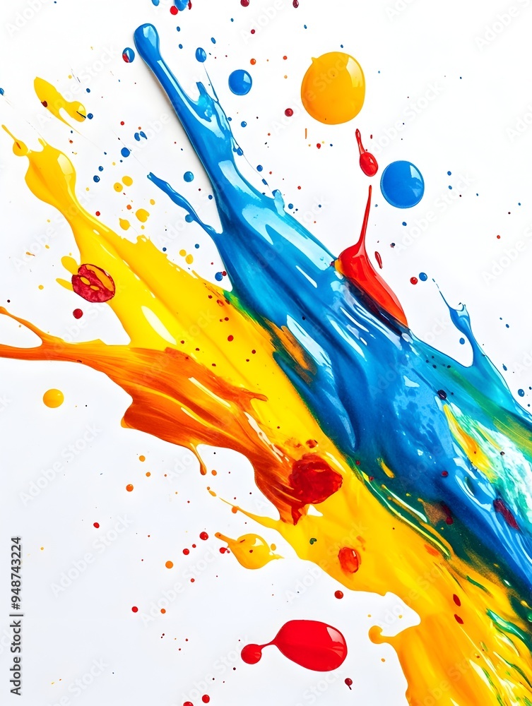 Poster vibrant abstract paint splashes in bold colors and dynamic fluid textures