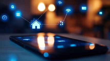 A smart city with interconnected devices, IoT sensors, and communication networks creating a seamless digital environment
