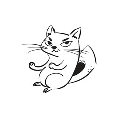 Web Vector flat style silhouette illustration of a realistic black cat walking - isolated on white background. Full editable and scalable high quality eps file available.