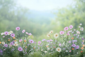 Obraz premium A peaceful garden filled with blooming flowers, inviting moments of silent affection and tranquil love