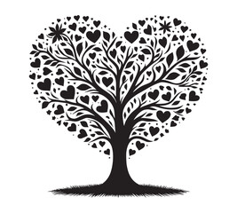 tree with heart silhouette