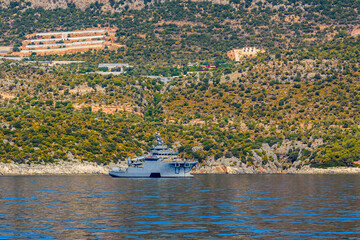 Turkish patrol boat on duty in a mediterranean sea