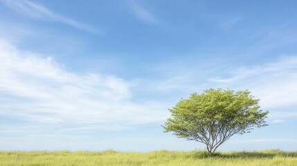 Obraz premium Inner tranquility discovered while surrounded by the splendor of nature beneath a vast expanse of clear blue heavens.