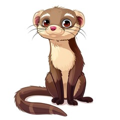 Ferret Wood element animal cartoon isolated whitebackground 16:9