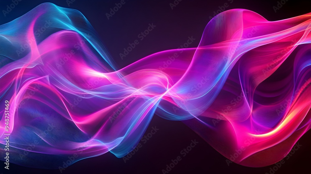 Poster vibrant neon wave patterns generating mesmerizing abstract design