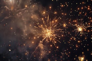 Obraz premium A dazzling array of fireworks bursts in the night sky, showcasing brilliant colors and patterns in a festive celebration, Dazzling pyrotechnics lighting up the night sky, AI generated