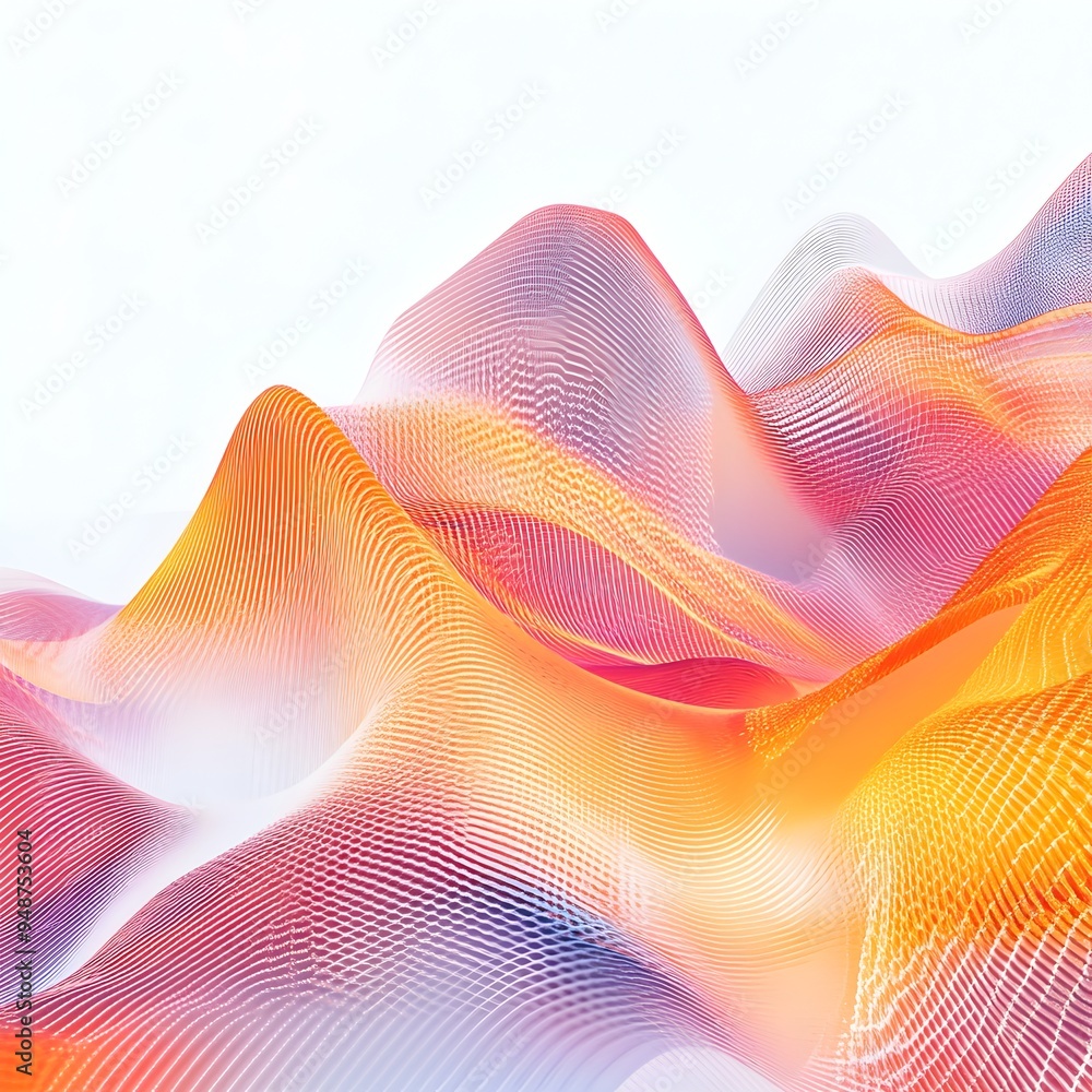 Poster vibrant undulating waveform patterns in futuristic technological aesthetic