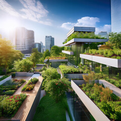 Sustainable Living- Depict eco-friendly practices and sustainable living, like urban gardens 