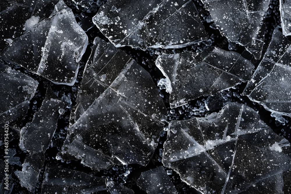 Poster a close up of ice shards with a dark background