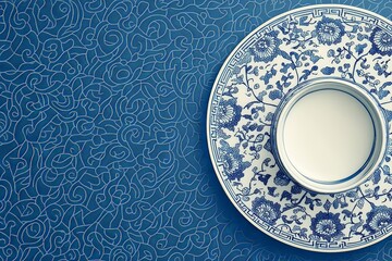 Minimalistic poster with a traditional Chinese porcelain pattern, incorporating subtle shadows and gradients to enhance depth, designed with reserved text space, high resolution 8K