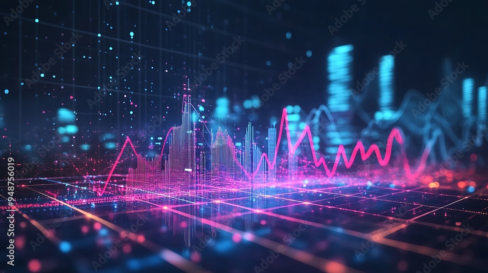 Poster abstract representation of data flow and network