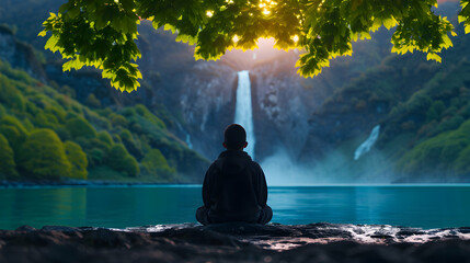 Shepherd Boy Sat Under Tree The River Bank.