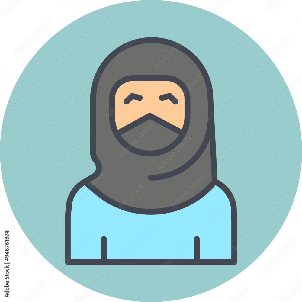 Poster woman with niqab vector icon