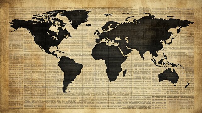 Fototapeta Map of the world used as a template for breaking news. Includes a vector background.