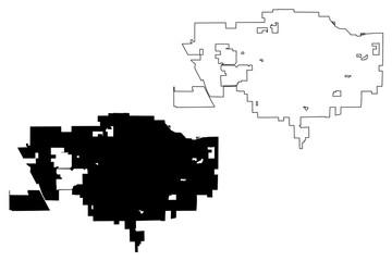Fototapeta premium Visalia City, California (United States cities, United States of America, usa city) map vector illustration, scribble sketch City of Visalia map
