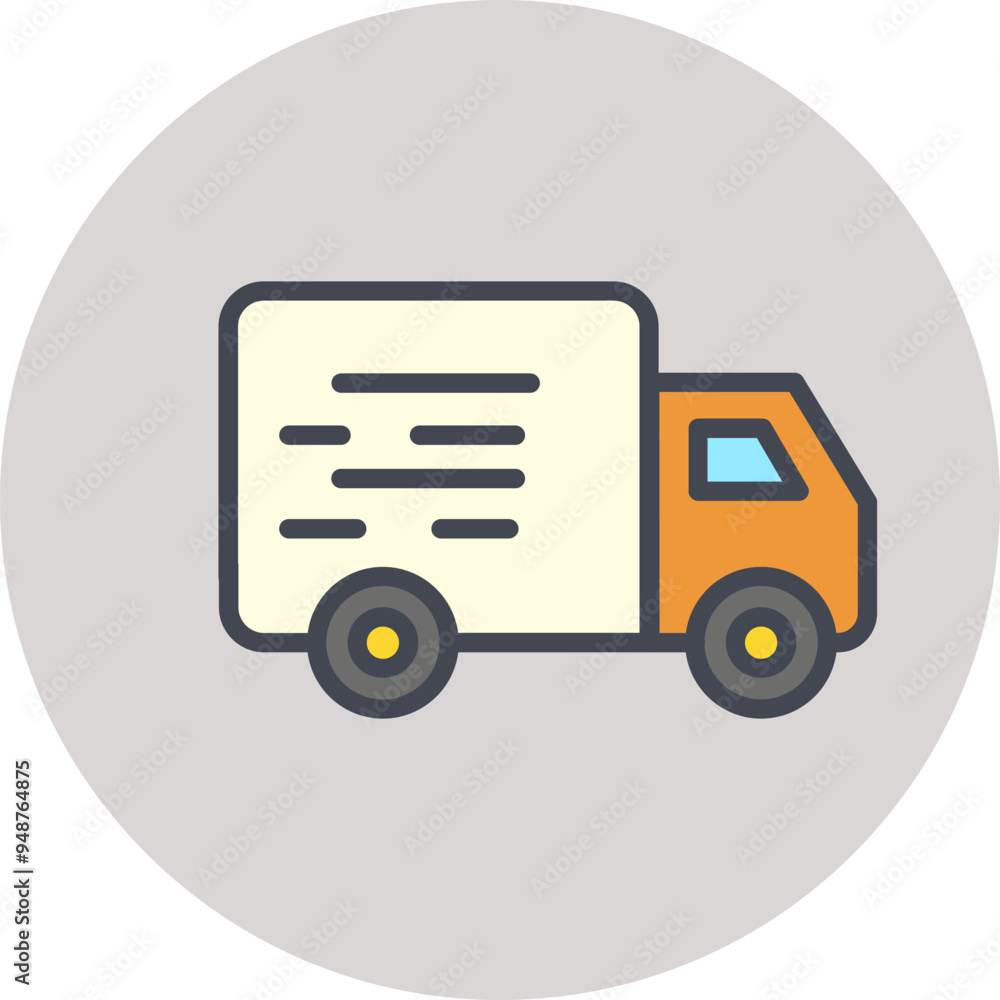 Sticker delivery truck vector icon