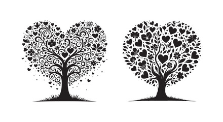 Lover trees silhouette vector