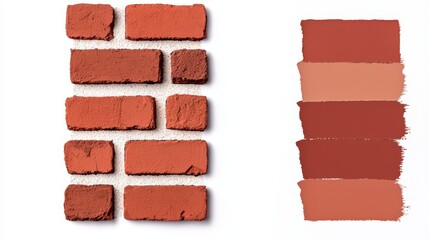 Obraz premium Warm brick red color palette, earthy and inviting hues, rustic swatch, isolated on white background