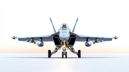 Fototapeta premium A powerful military jet showcasing advanced aerodynamics and precision engineering in a dynamic setting.