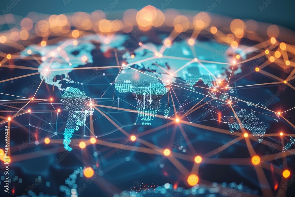 Poster global network connections and data exchange concept