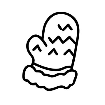 recommend clip art: Cozy winter mitten icon in black outline