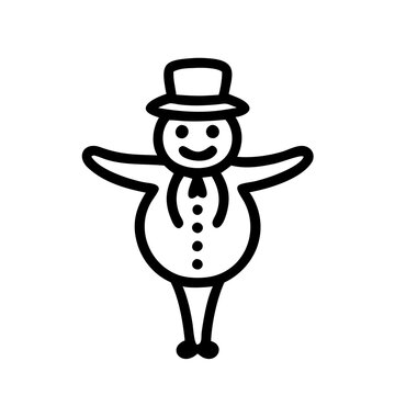 recommend clip art: Cheerful snowman icon in black outline