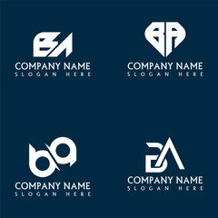 BA letter logo design set