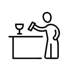 Fototapeta premium outline icon of a bartender pouring a drink, vector illustration