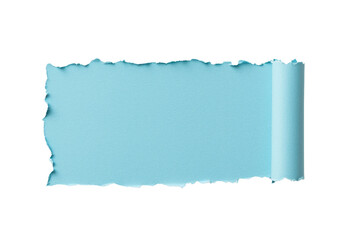 A torn blue paper strip with rough edges, perfect for creative design projects, backgrounds, and artistic displays.