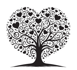 Obraz premium Silhouette with heart tree