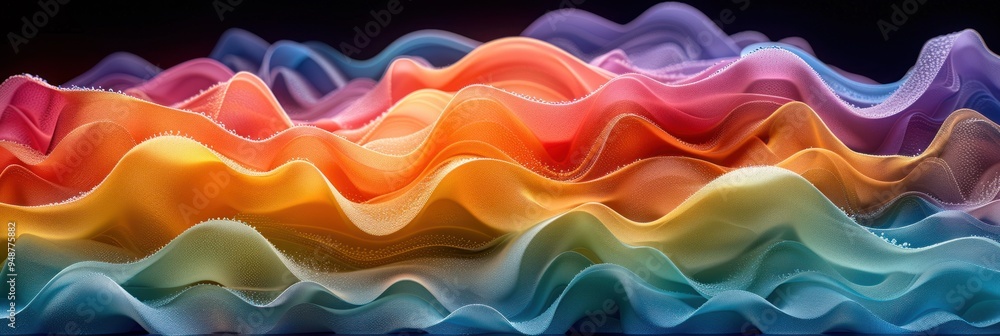 Poster abstract digital artwork featuring colorful waves in a gradient pattern