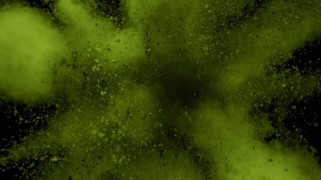 Super Slow Motion Shot of Matcha or Spirulina Powder Exploded Towards Camera at 1000fps.