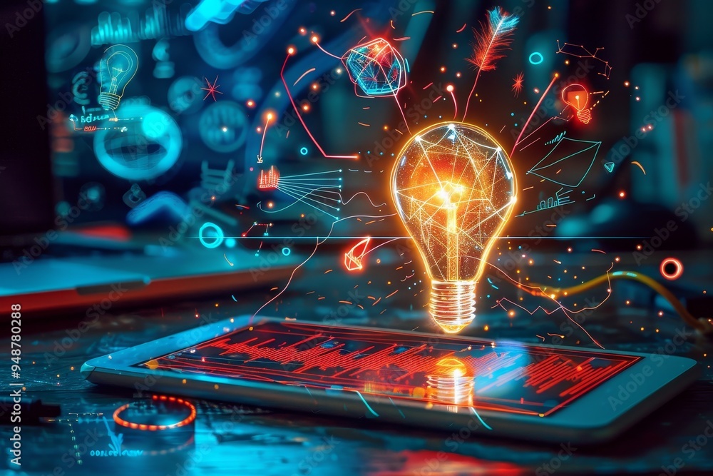Poster digital tablet displaying innovative ideas and concepts