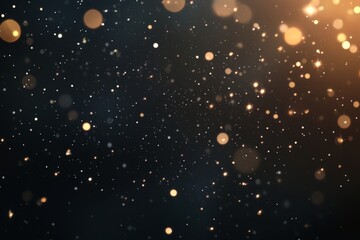 Fototapeta premium Enchanting Dust Particles and Bokeh Lights on Dark Background for Atmospheric Ambiance