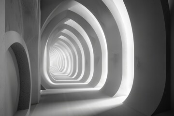 Obraz premium An expansive hallway with a distinctive checkered floor and numerous windows, inviting natural light into the space, Fashion a visual representation of a never-ending hallway, AI generated