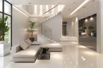 3D rendering of a modern interior design concept