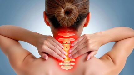 Dramatic illustration showcasing the effects of chronic pain on tense neck and back muscles