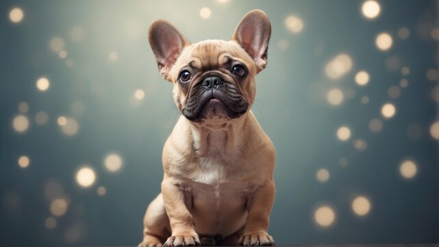 Adorable French Bulldog Puppy Looking Up.